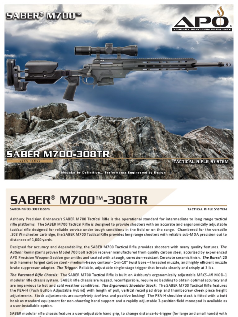 APO SABER M700 308TR Tactical Rifle Brochure | PDF | Rifle | Gun Barrel