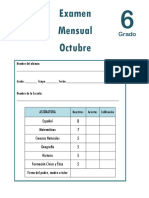 Octubre - 6to Grado - Examen Mensual (2018-2019) PDF