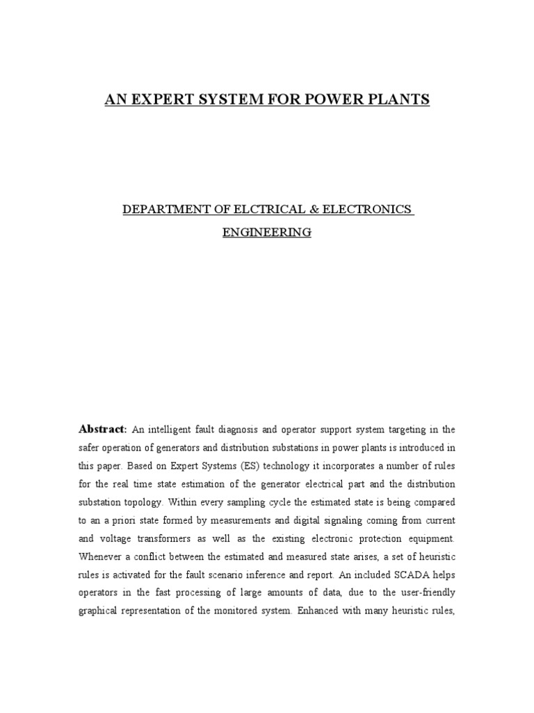 An Expert System For Power Plants | PDF
