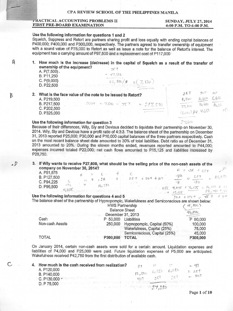 CPAR First Preboard in Prac II With Answer PDF | PDF