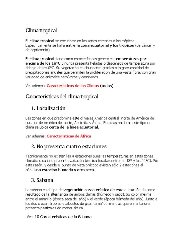Características del Clima Tropical | PDF | Zona tropical | Clima