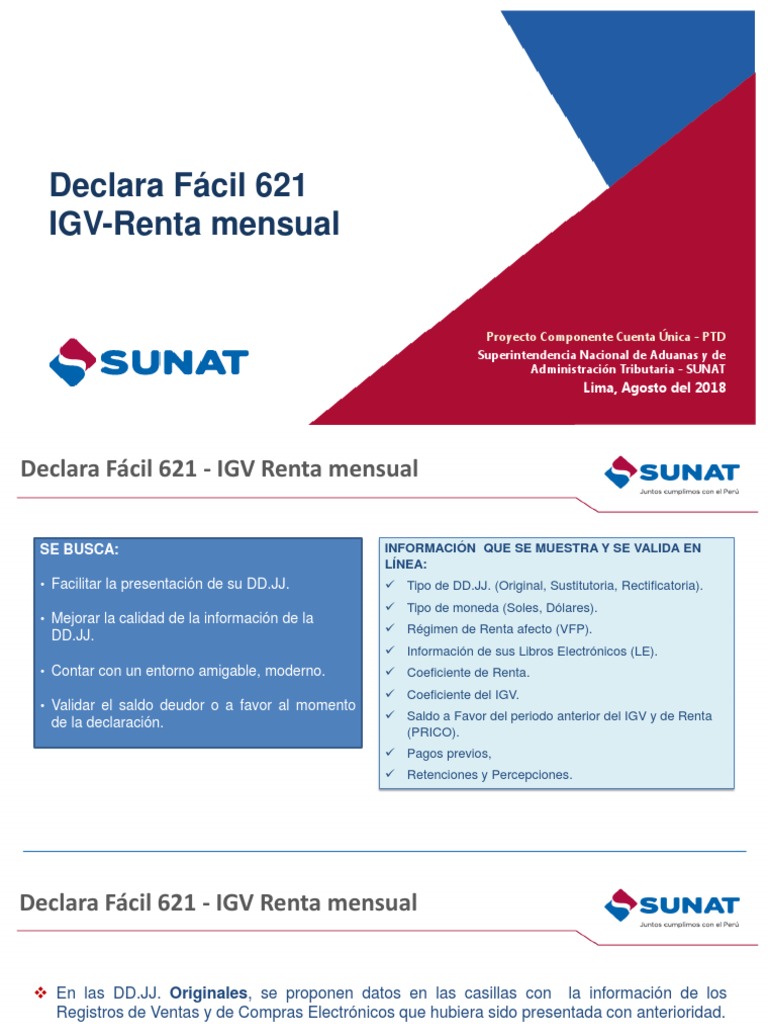 Declara Fácil 621: IGV y Renta Mensual | PDF | Gobierno | Business