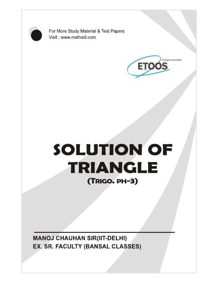 Trigonometric Phase-3 (Solution of Triangles) - 218 PDF | PDF ...