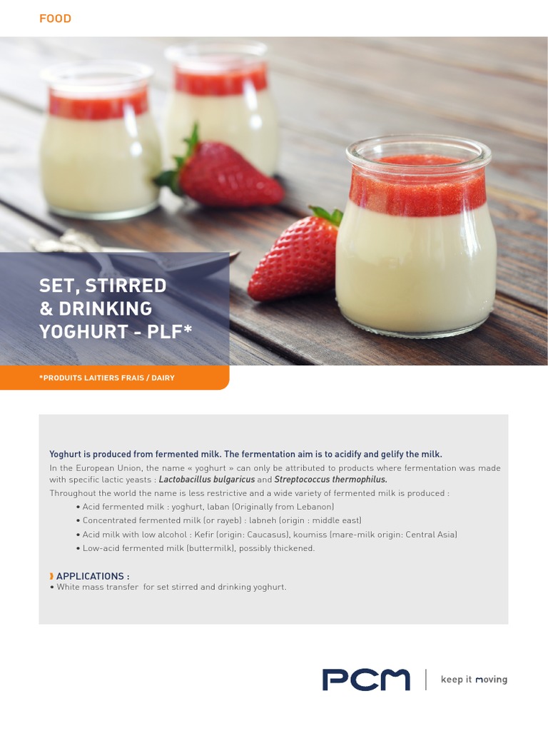 PCM Application Sheet Yoghurt 0 PDF Yogurt Milk