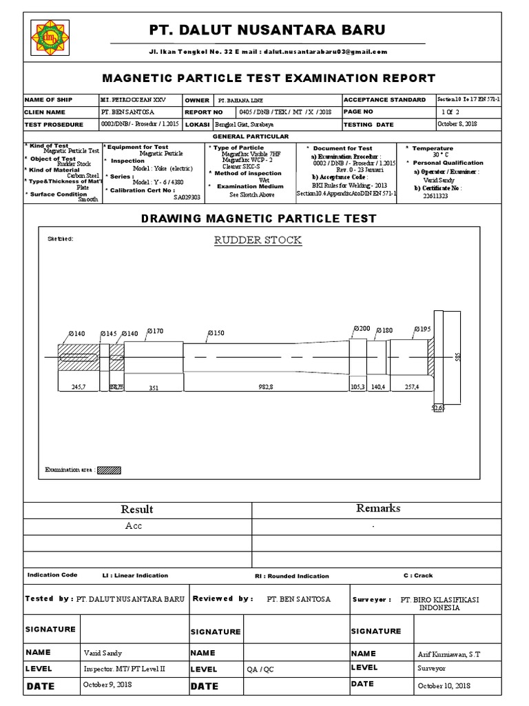 Magnetic Particle Test Report 2018 | PDF | Materials Science | Metals