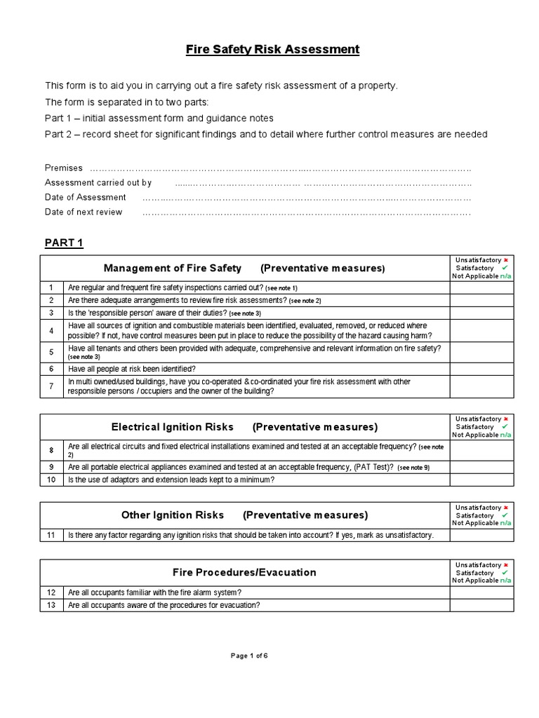 Fire Safety Risk Assessment Template | PDF | Fire Safety | Safety