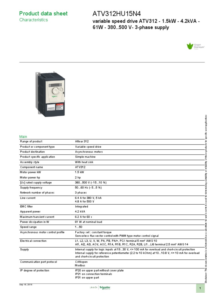 Altivar 312 ATV312HU15N4 Manual | PDF | Electrical Impedance | Relay
