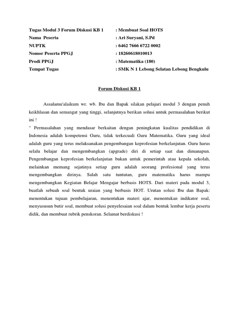 Tugas Modul 3 Forum Diskusi Kb 1