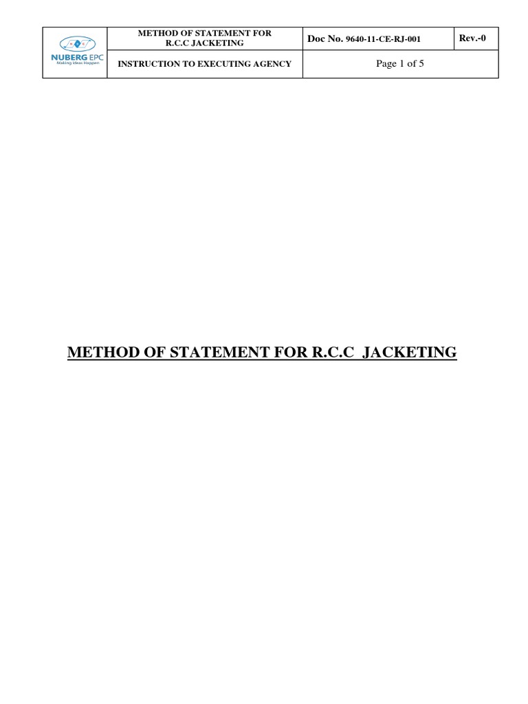 R.C.C Jacketing Method Statement | PDF | Concrete | Chemistry