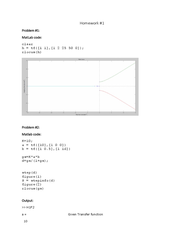 MatLab Control System Homework Solutions | PDF | Computers | Technology ...
