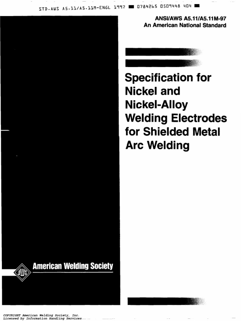 A5 11 Specification For Nickel And Nickel Alloy Wel El For Smaw Pdf Welding Construction