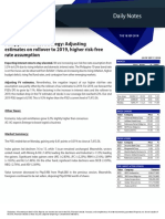 Philippine Market Strategy: Adjusting Estimates On Rollover To 2019, Higher Risk-Free Rate Assumption