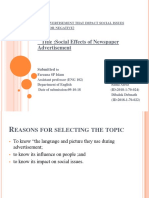 Title:Social Effects of Newspaper Advertisement: Opic Dvertisement That Impact Social Issues Positive or Negative