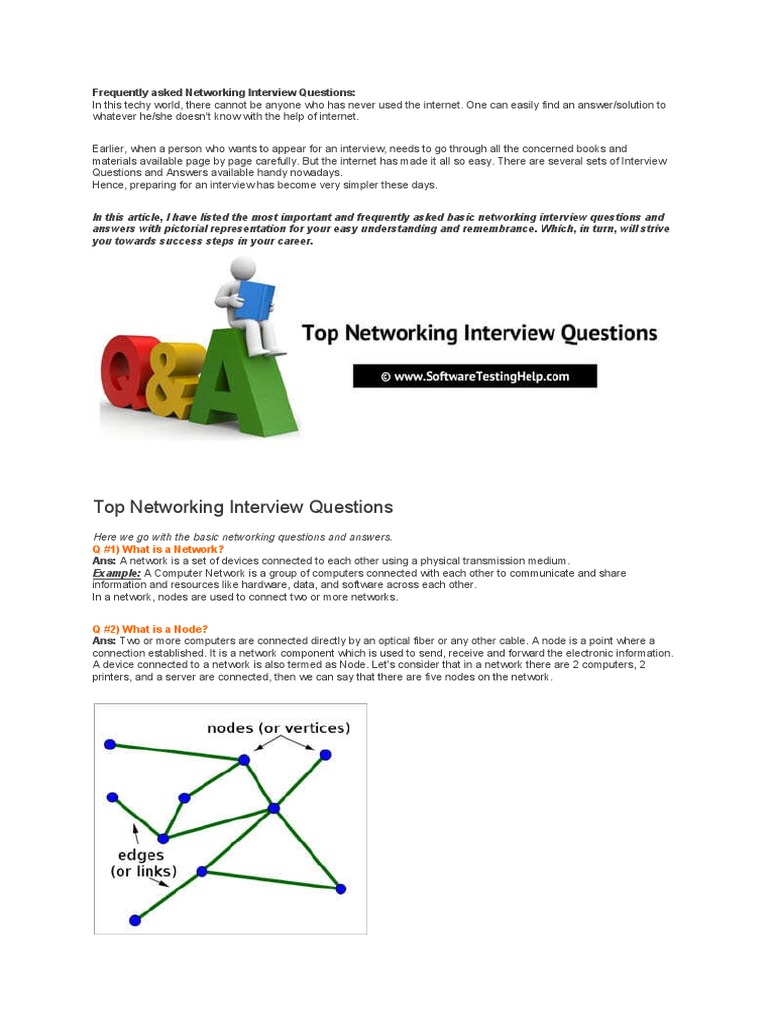 Networking Questions PDF Network Topology Computer Network