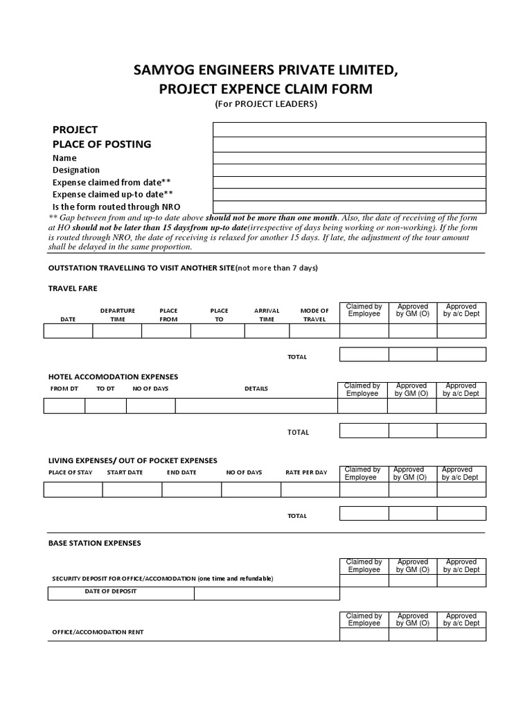 Project Leader Expense Form | PDF | Government | Business