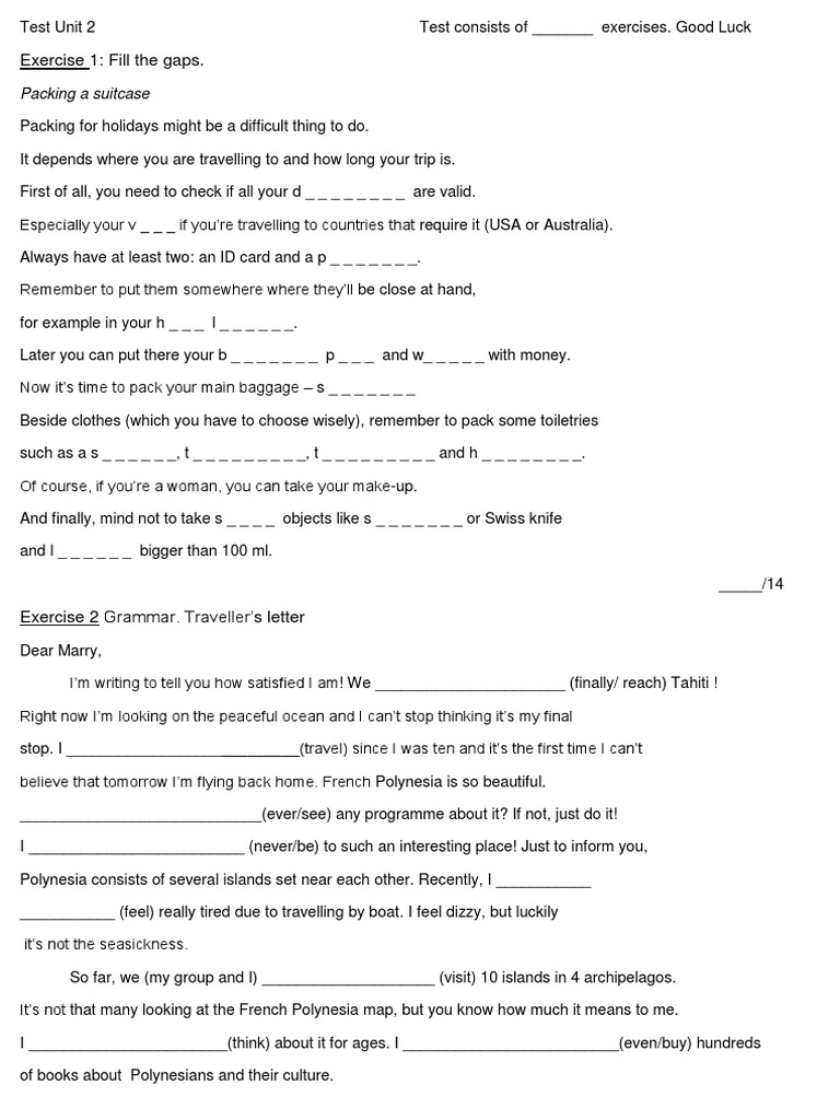 B1 Unit 2 Test Overview | PDF | Polynesia