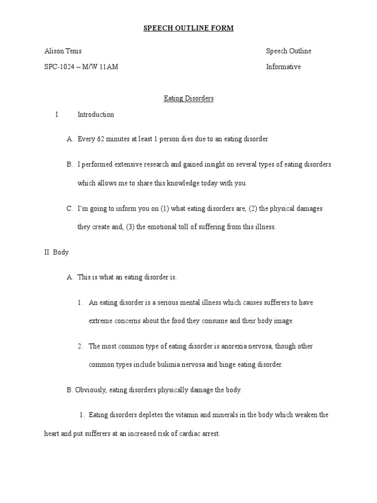 Essay On Eating Disorders: Kinds, Symptoms, Treatment
