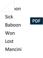 Baboon Sick Baboon Won Lost Mancini
