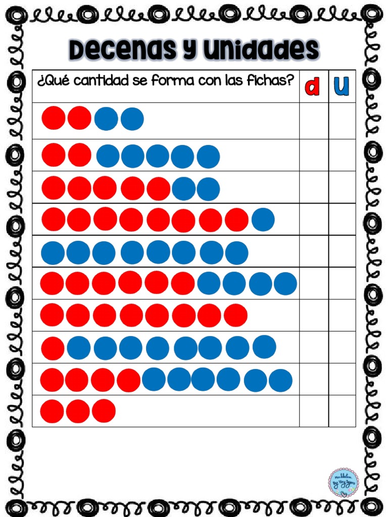 Fichas de Trabajo Decenas y Unidades Mr Ocio