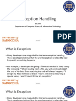 Exception Handling: Department of Computer Science & Information Technology