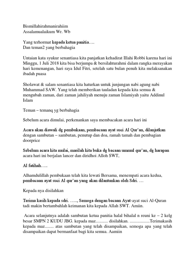 Naskah Mc Halal Bihalal Sekolah