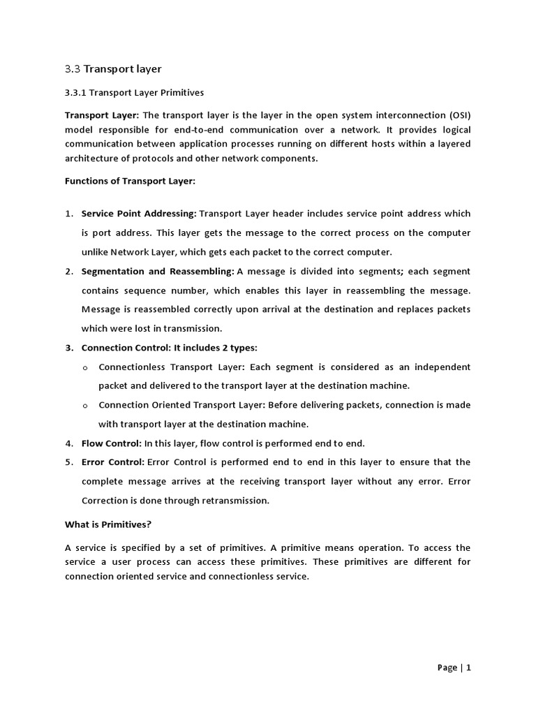 3.3 Transport Layer PDF | PDF | Transmission Control Protocol | Network ...