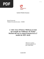 Karol Cytrowski, L'Abbé Jules D'octave Mirbeau en Tant Qu'exemple de L'influence de Fiodor Dostoïevski Sur Le Roman Français de La 2e Moitié Du XIXe Siècle