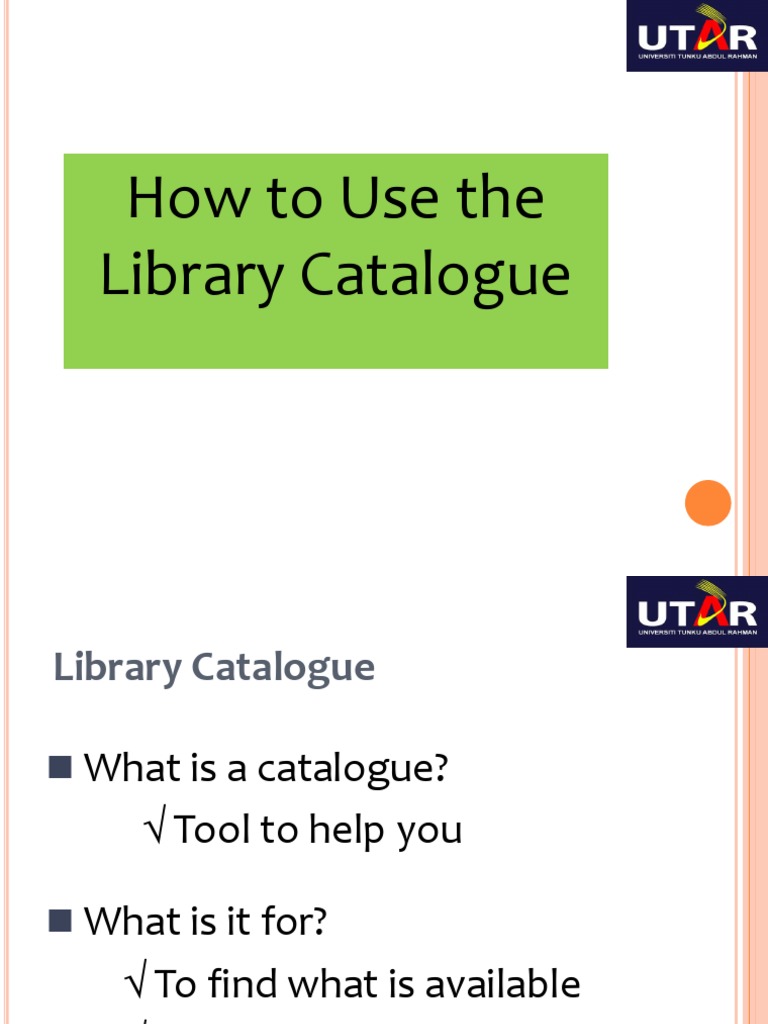 How To Use The Library Catalogue | PDF | Library Science | Information ...