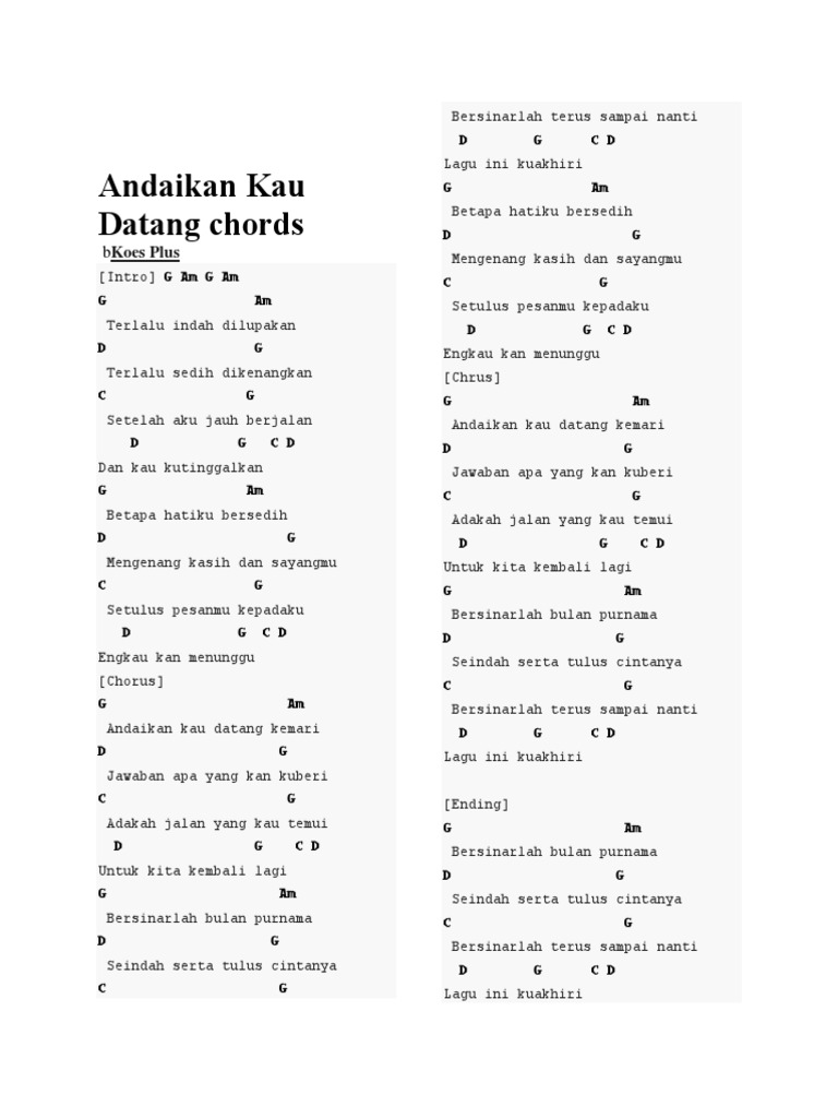 Andaikan Kau Datang Chords