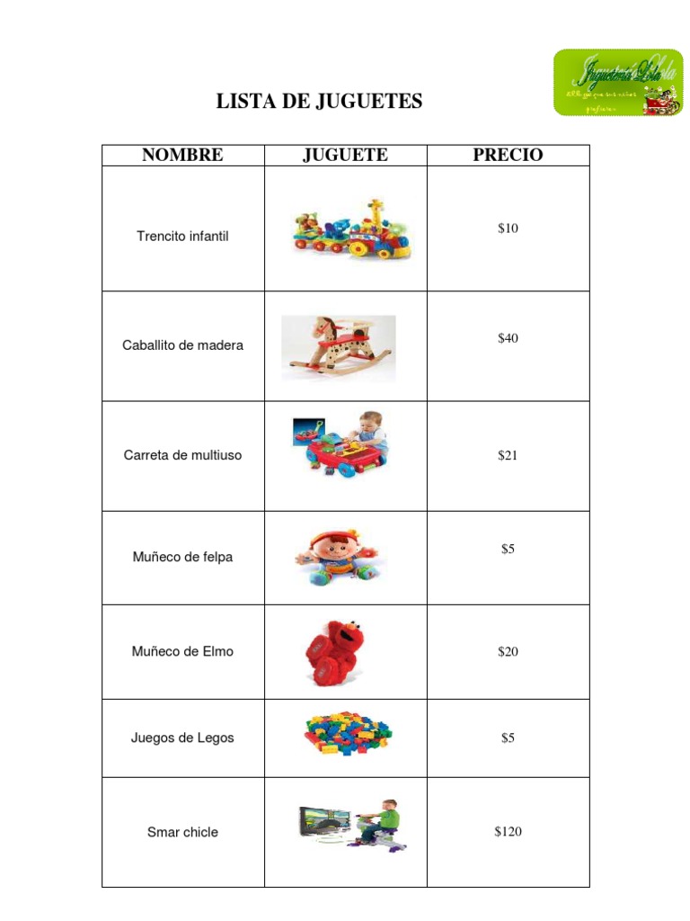 lista de juguetes