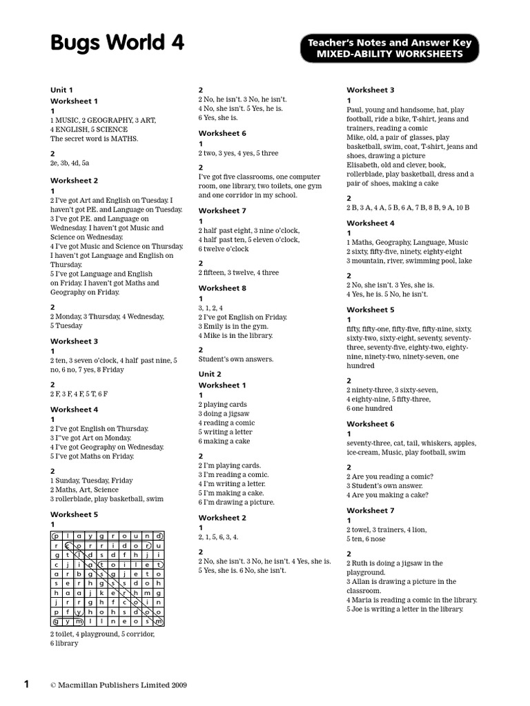 Cuarto Answer Key 1 8 PDF | PDF