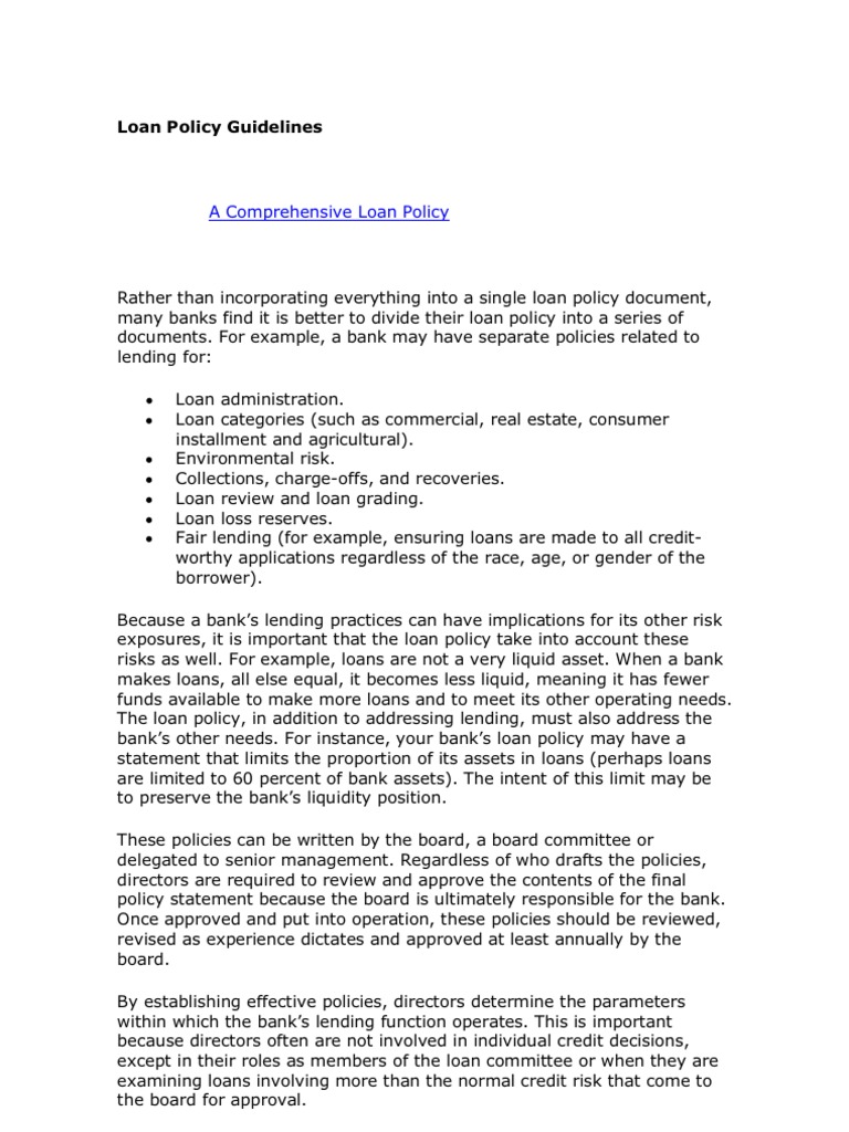 Lending Policies and Procedures Guide | PDF | Loans | Credit