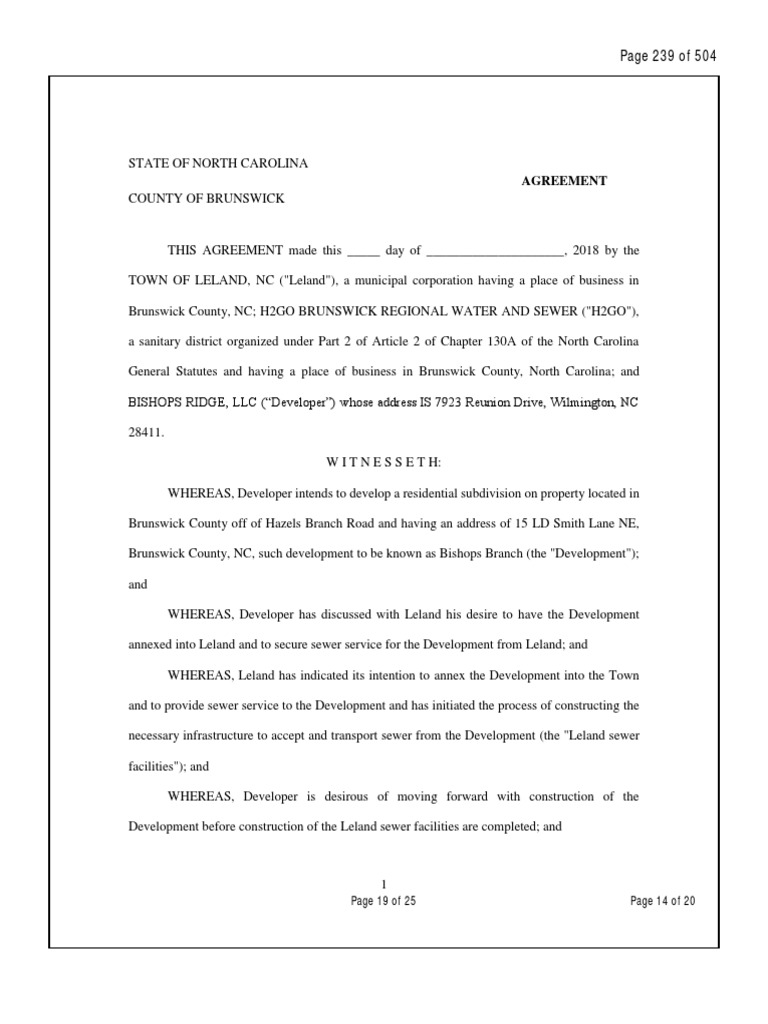 H2GO Sewer Agreement for Bishops Ridge | PDF | Sanitary Sewer | Government