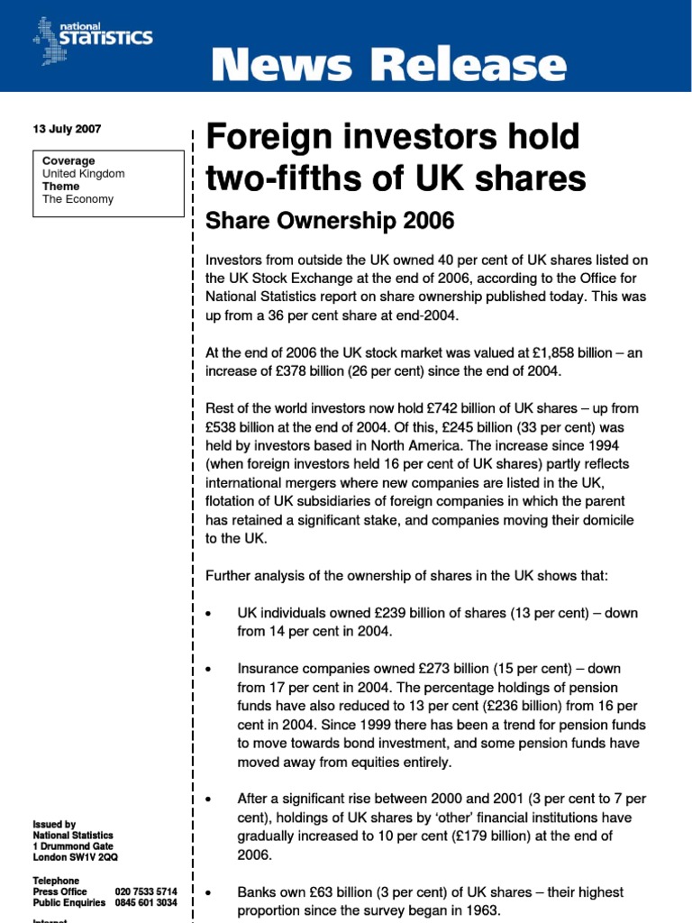 UK Share Ownership 2006 | PDF | Investor | Investing