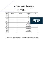 Format Daftar Susunan Pemain Futsal