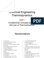Chemical Engineering Thermodynamics: Unit 1 Fundamental Concepts and The First Law of Thermodynamics