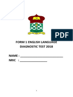 Form 1 English Language Diagnostic Test 2018 NAME: - NRIC