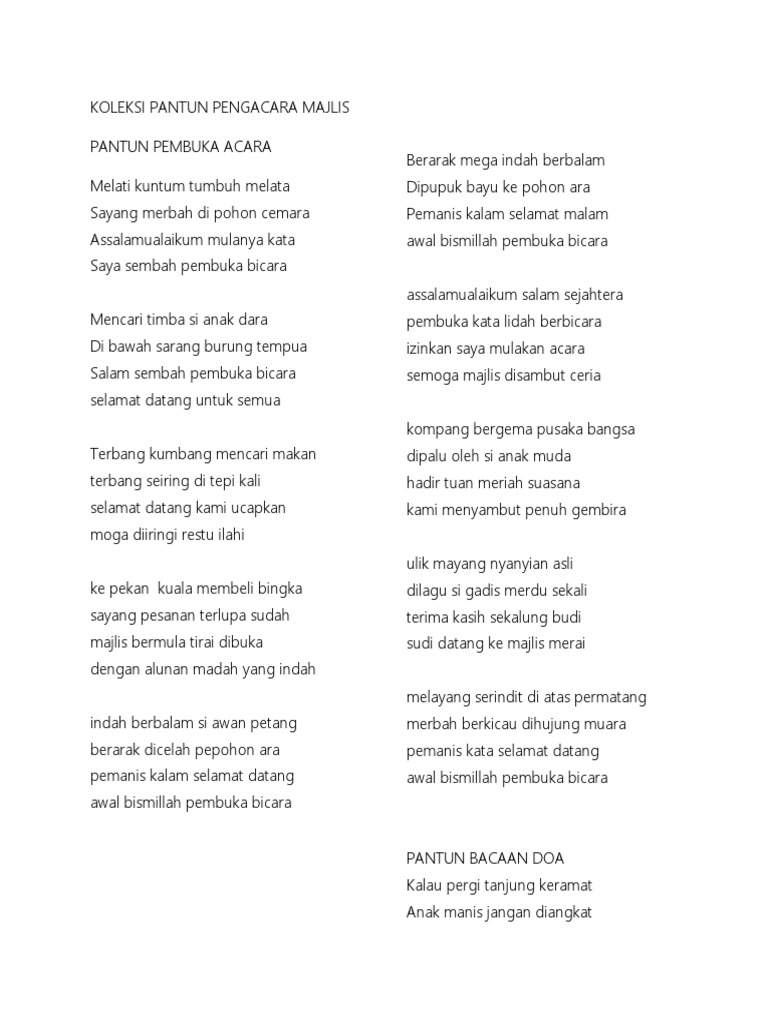 Pantun Pembuka Assalamualaikum - Bangku Sekolah