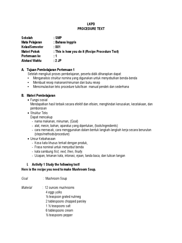 soal essay procedure text smp kelas 9