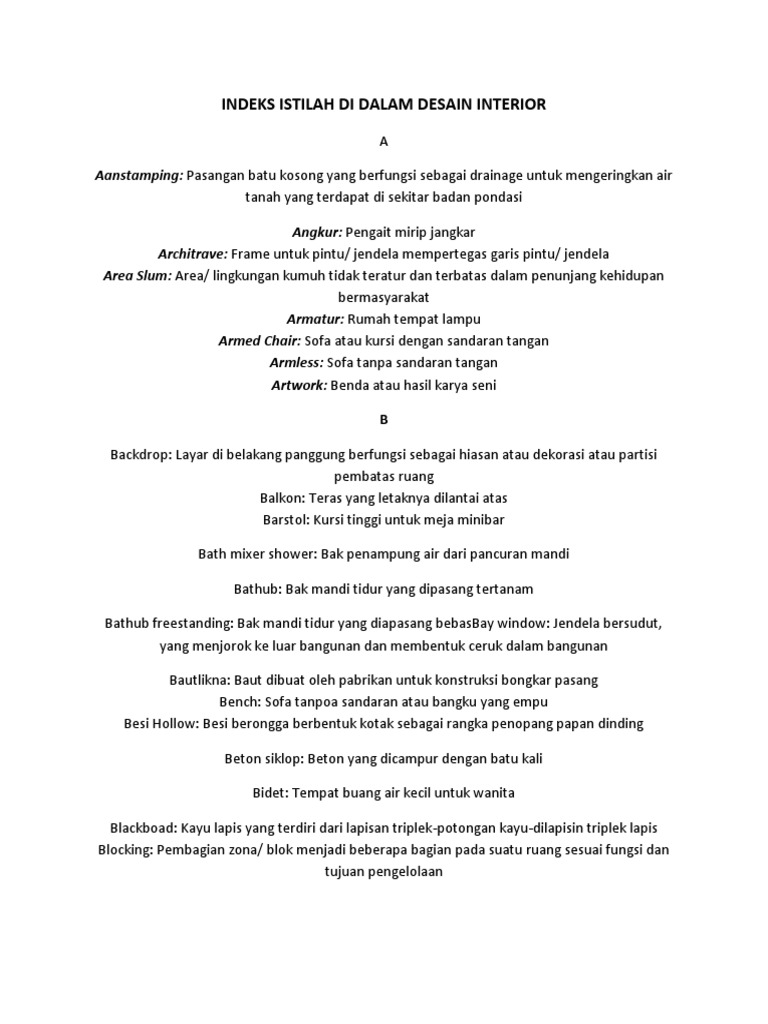 Indeks Istilah Desain Interior | PDF