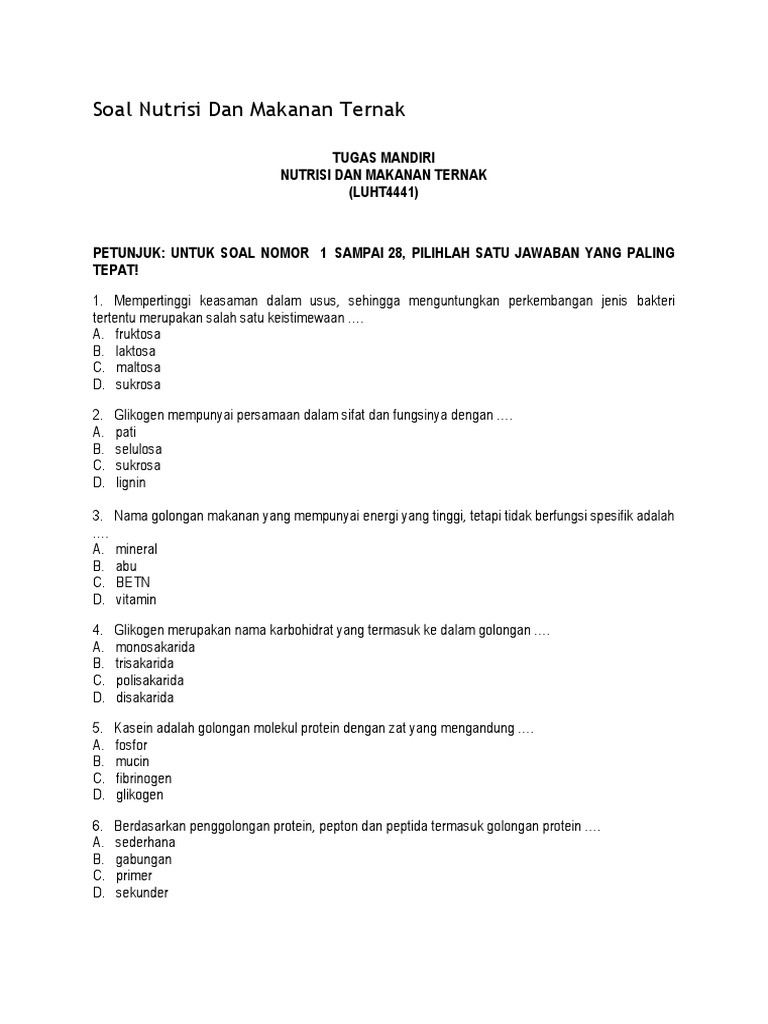 Contoh Soal Kimia Pangan Soal Kelasmu