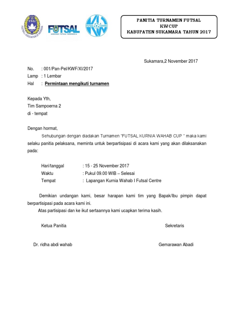 Download 75+ Contoh Surat Izin Sekolah Turnamen Futsal Terbaik Dan Terbaru