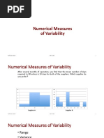 Numerical Measures of Variability: Fall 2016-2017 MGT 205 1