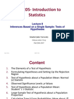 MGT 205-Introduction To Statistics: Inferences Based On A Single Sample: Tests of Hypotheses