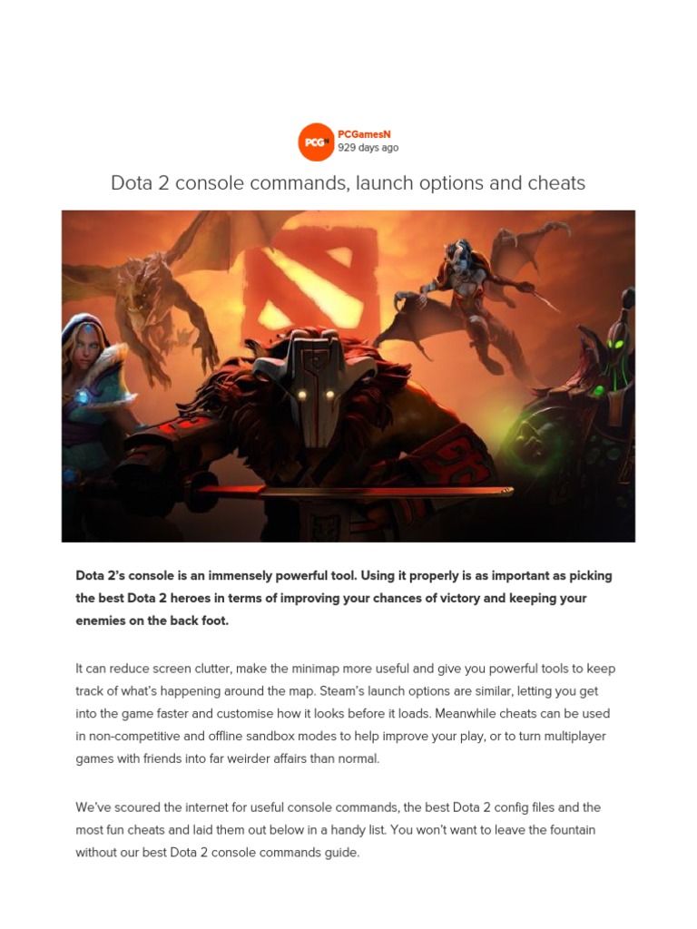 Dota 2 Console Commands, Launch Options and Cheats Pcgamesn PDF