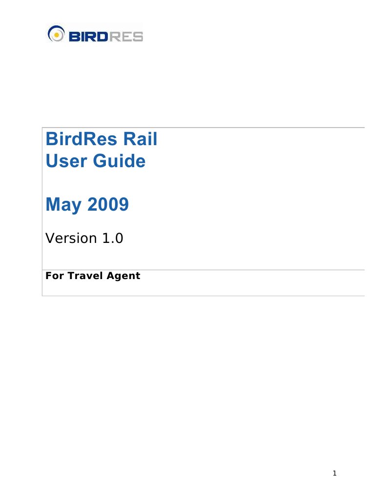BirdRes Rail User Guide PDF Faq Service Industries