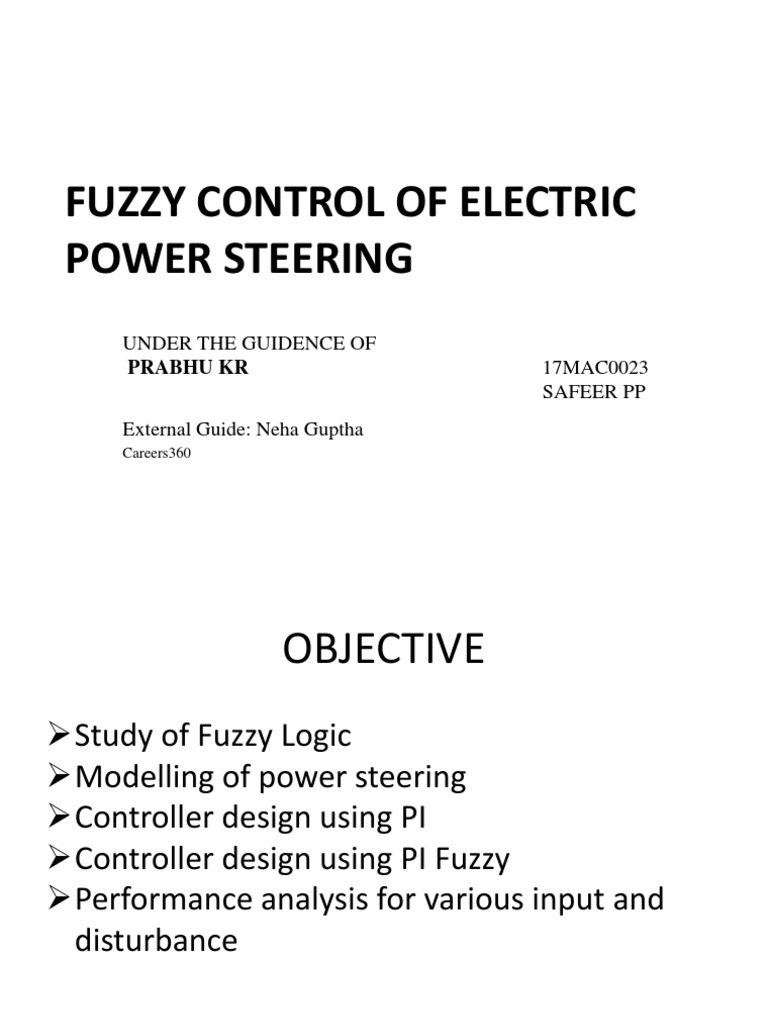 Fuzzy Control of Electric Power Steering | PDF