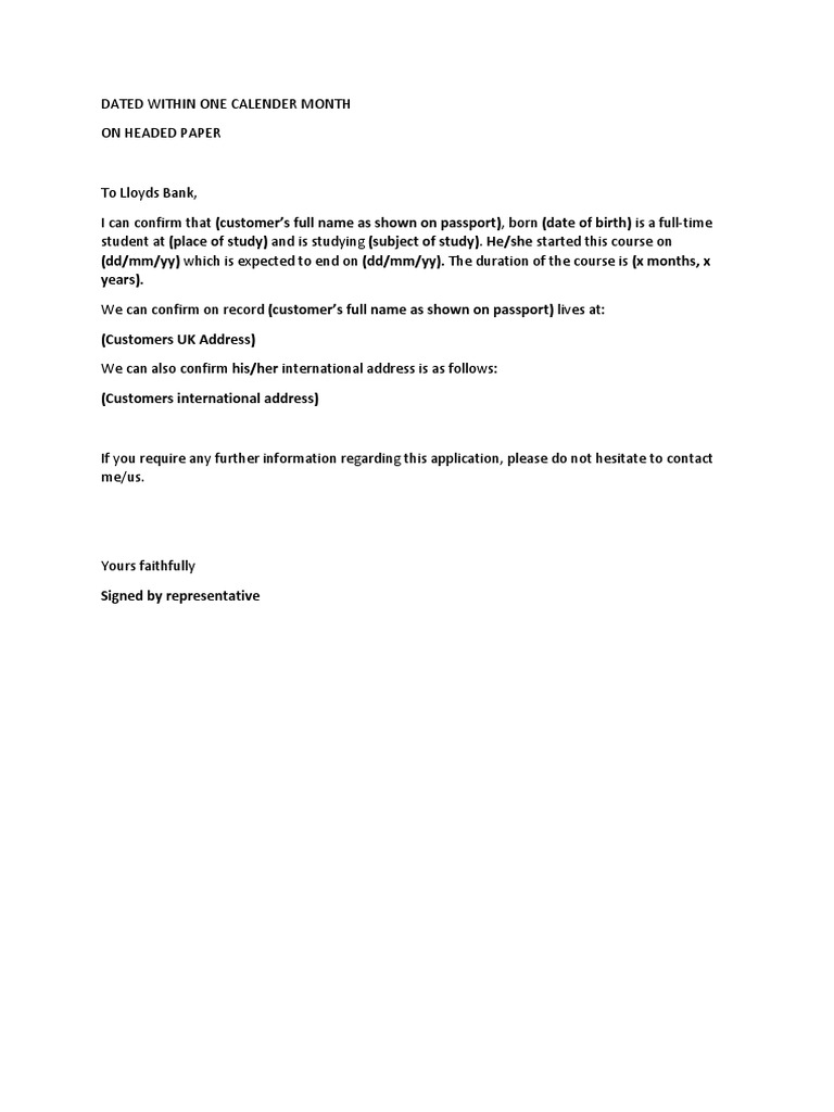 Lloyds Required Format PDF