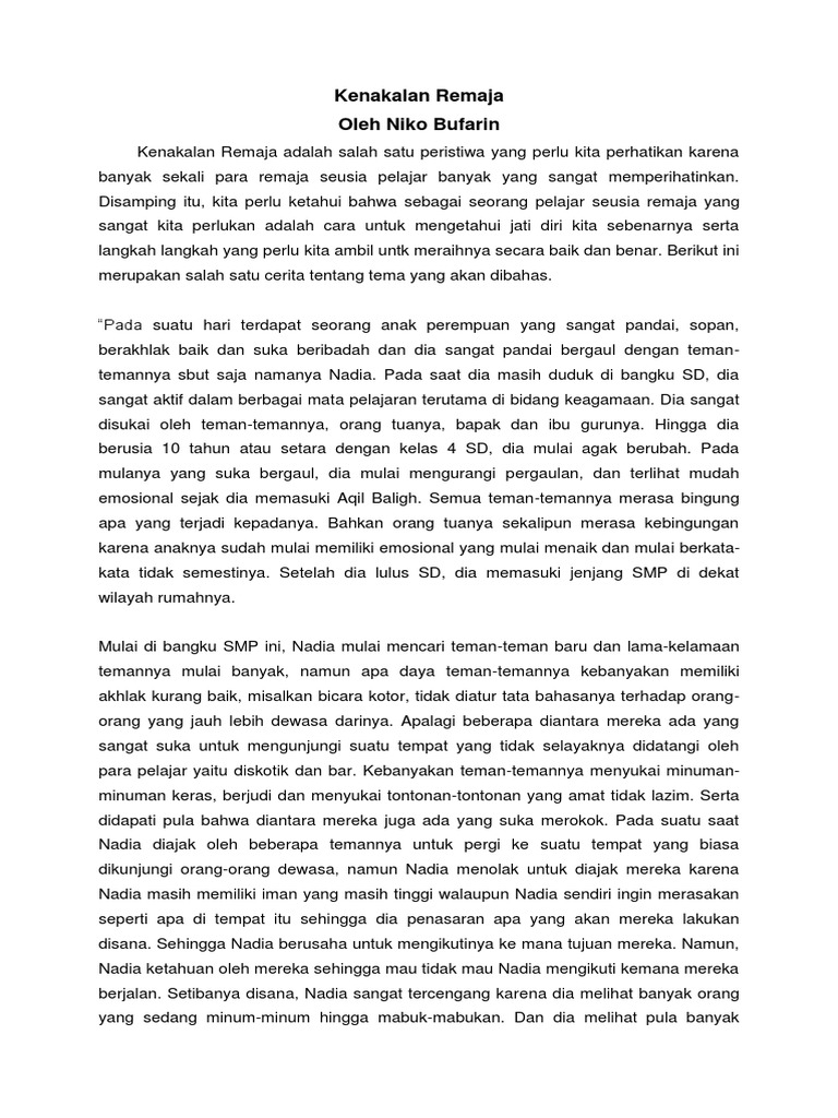 cerpen Kenakalan Remaja