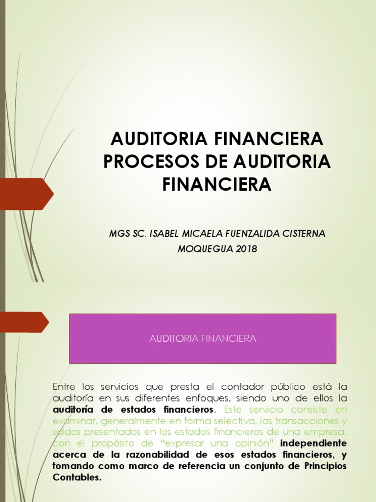 Procedimientos de Auditoria Financiera Esta para Exponer | PDF ...